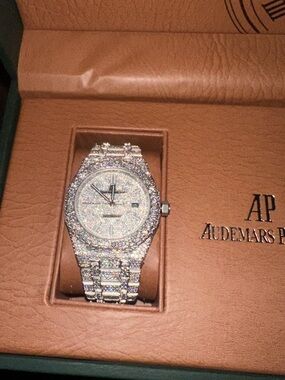 Audemars Piguet Diamond Pave Silver-Tone Bracelet Watch